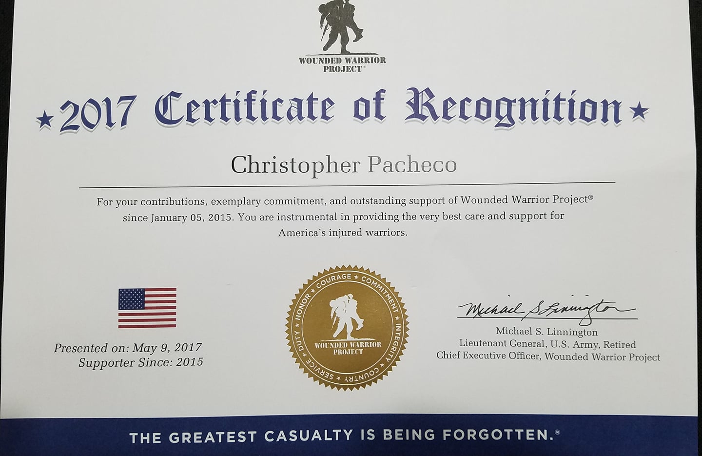 WWP Certification of Recognition